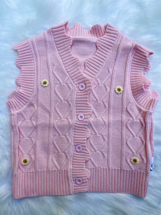 Pink Daisy Sleeveless Sweater