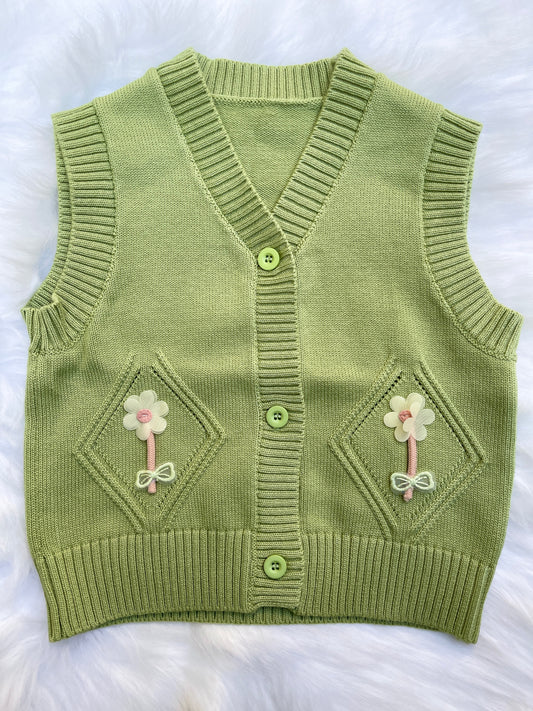 Two Sides Flower Sleeveless Sweater