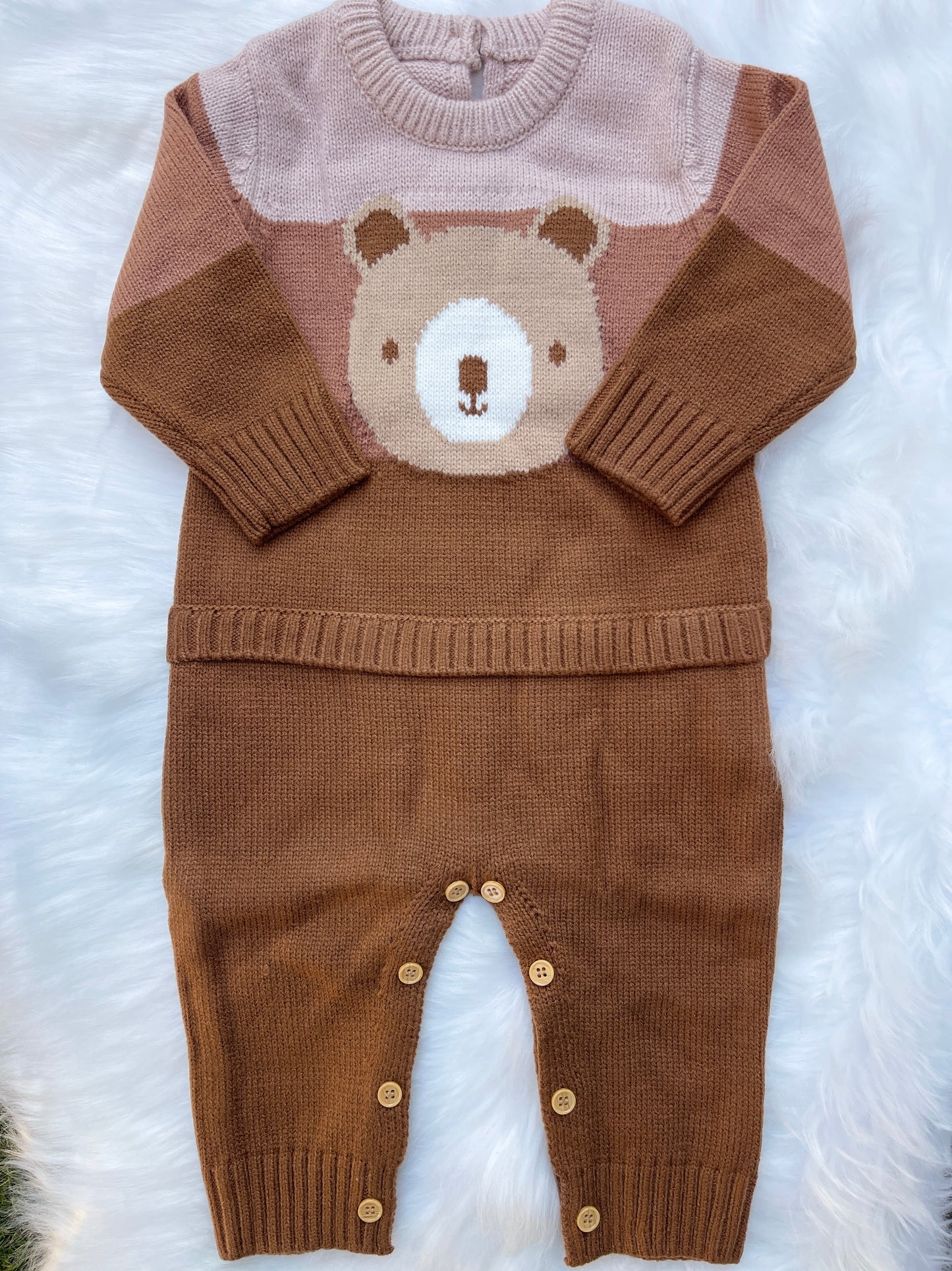 Jacquard Bear Knitted Baby Romper