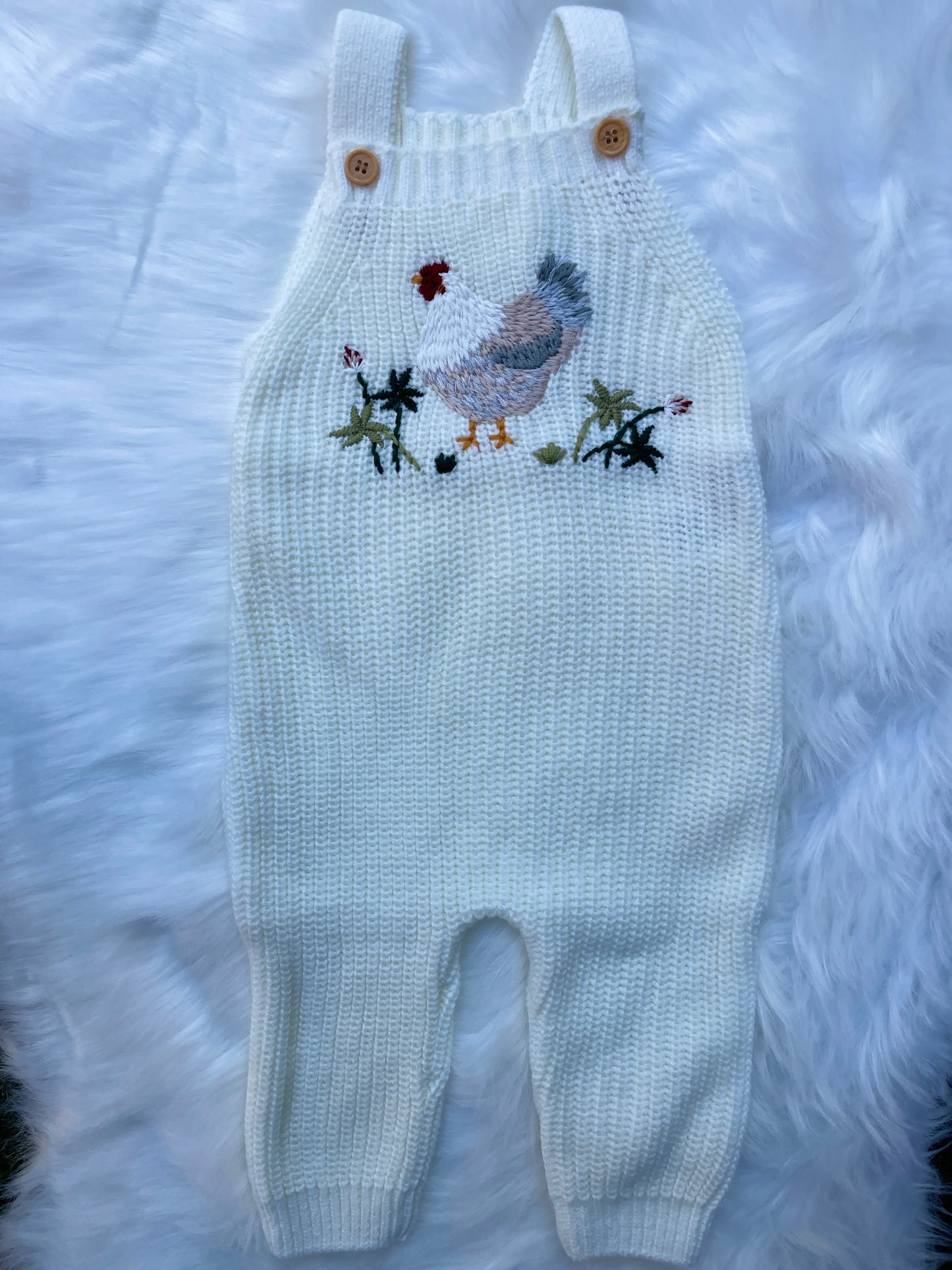 Hen Embroidered Baby Jumpsuit