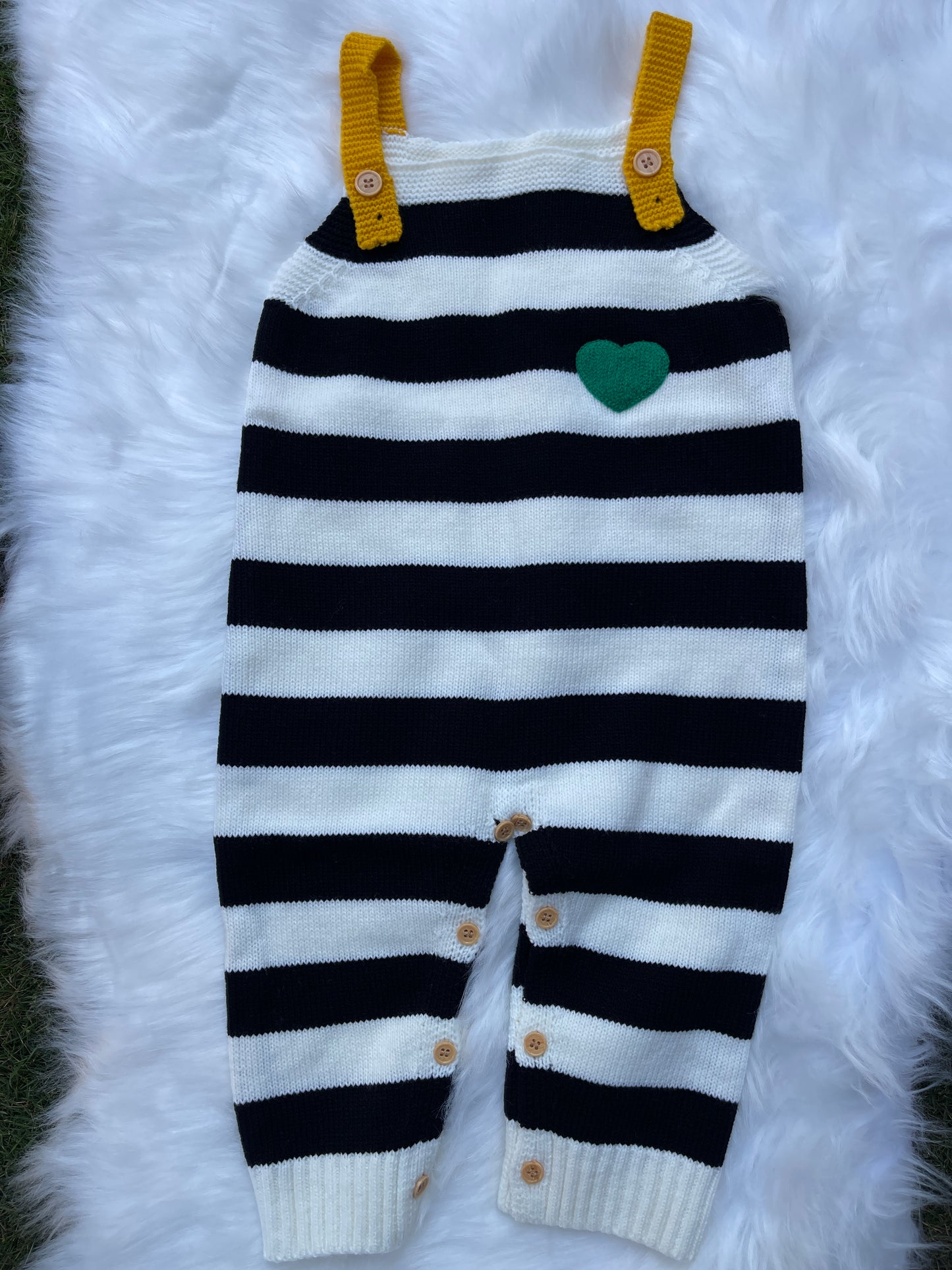 Heart Pattern Baby Streak Knitted Romper