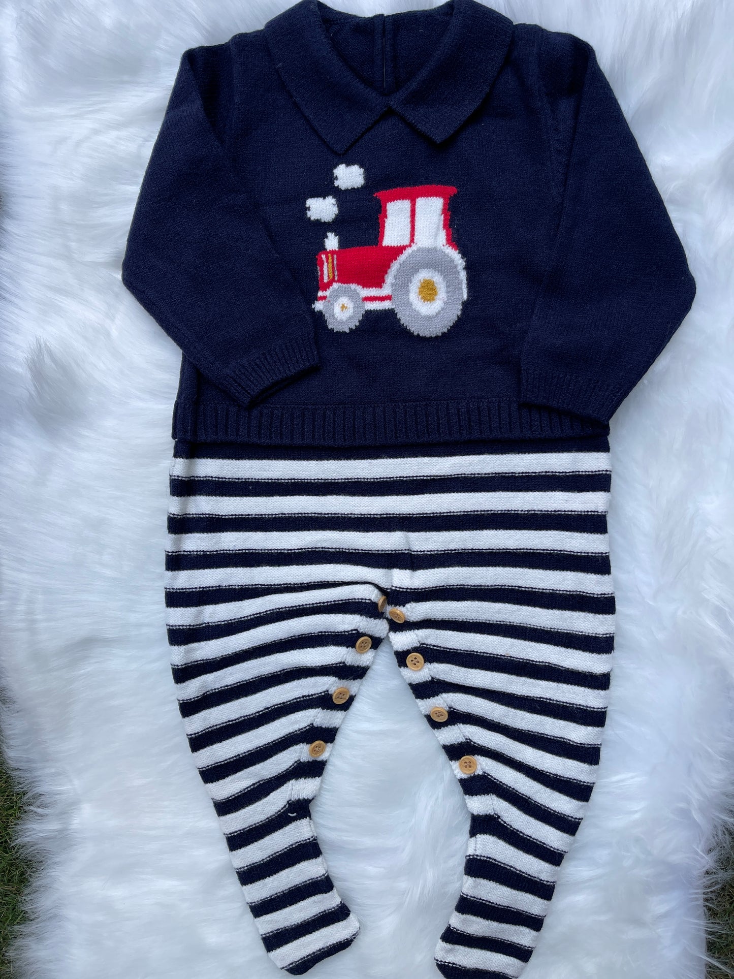 Tractor Baby Romper Pattern Knitted