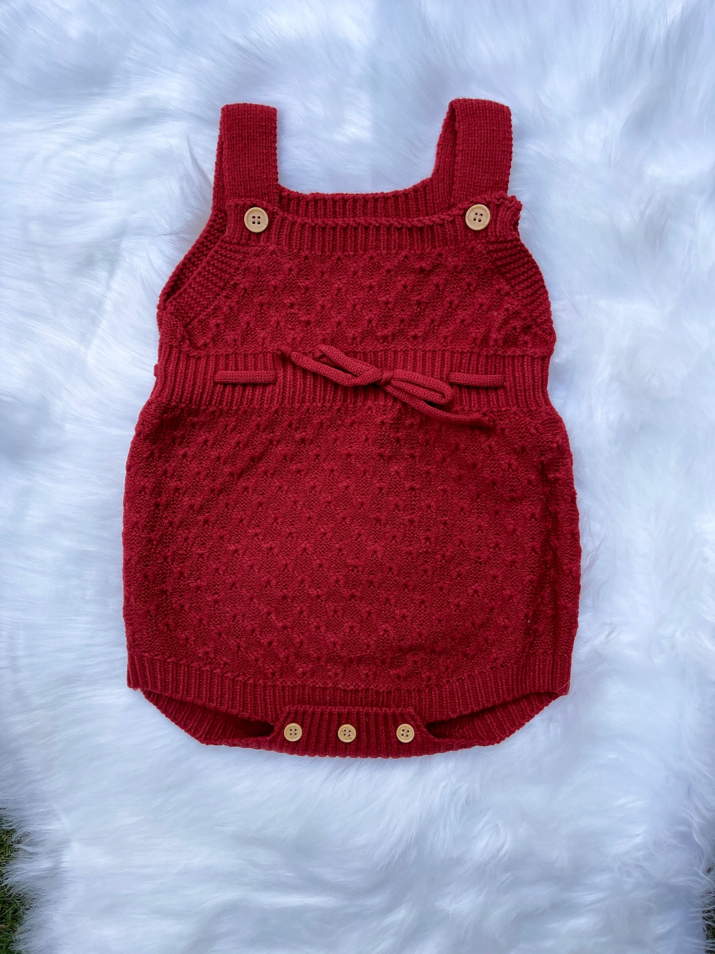 Knot Knitted Sleeveless Baby Romper