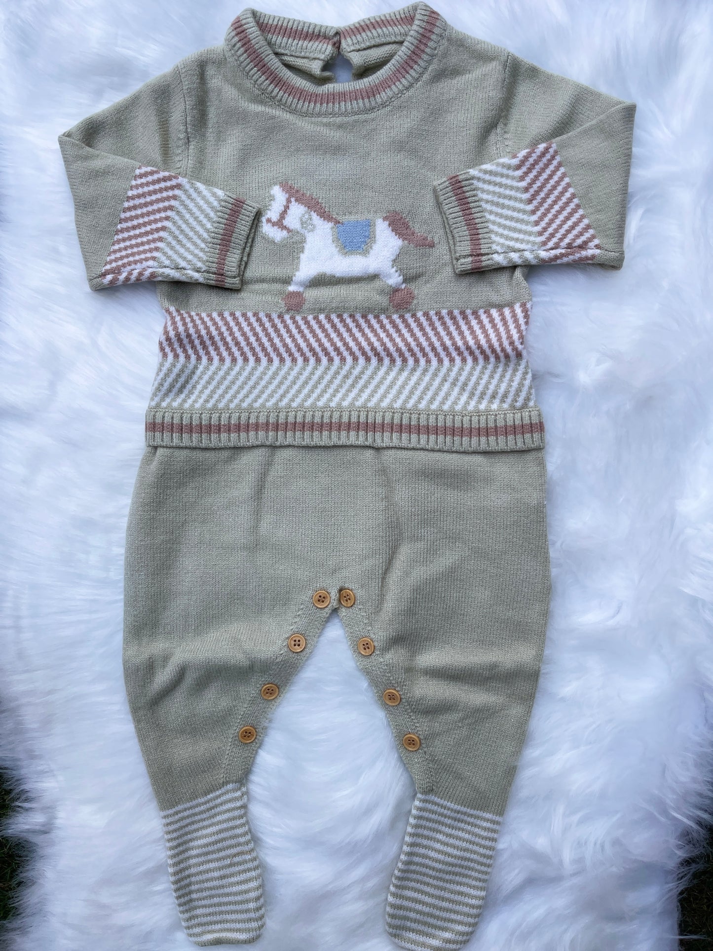 Horse Pattern Long Sleeve Baby Romper