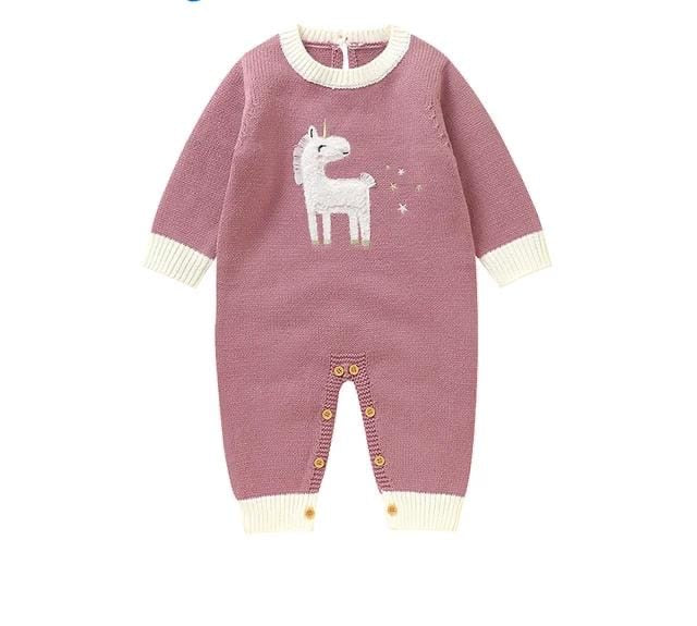 Horse Pattern Onesies Knitted Baby Jumpsuit